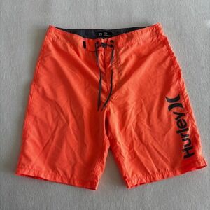 Hurley Board Shorts Mens 32 Orange Logo Graphic Summer Swim Trunks